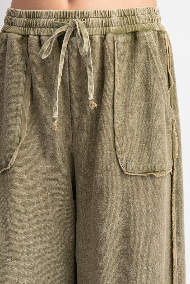 Let's Chill Comfy Wide Leg Pants in Olive