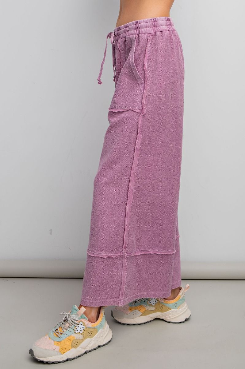 Let's Chill Comfy Wide Leg Pants in Wild Berry