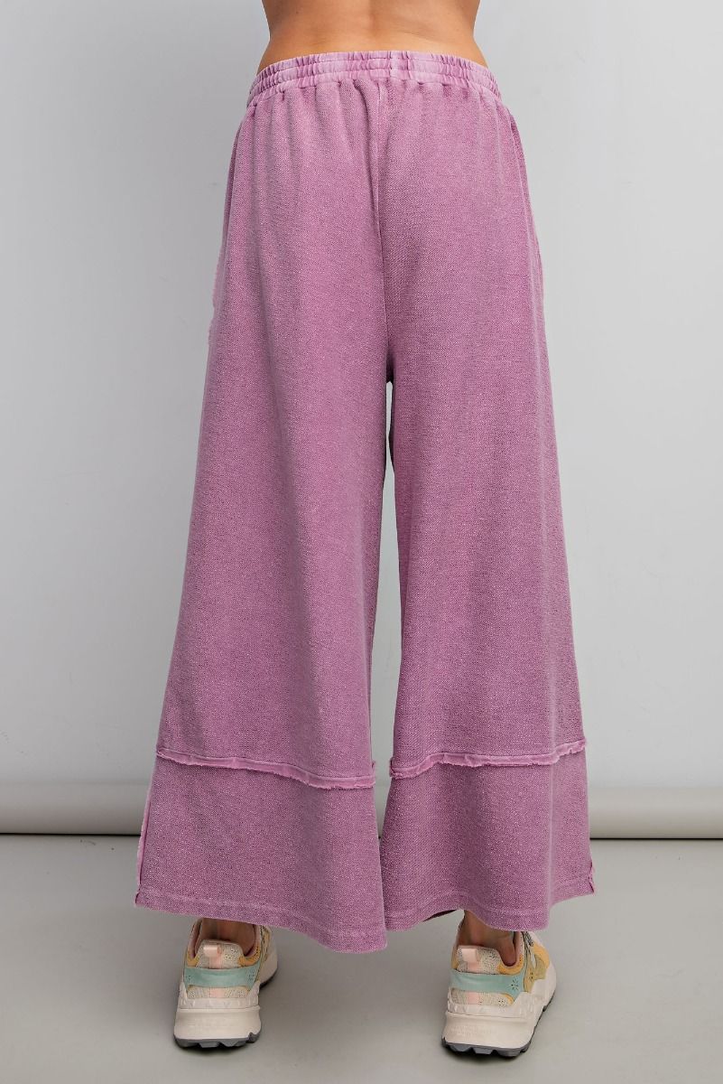 Let's Chill Comfy Wide Leg Pants in Wild Berry