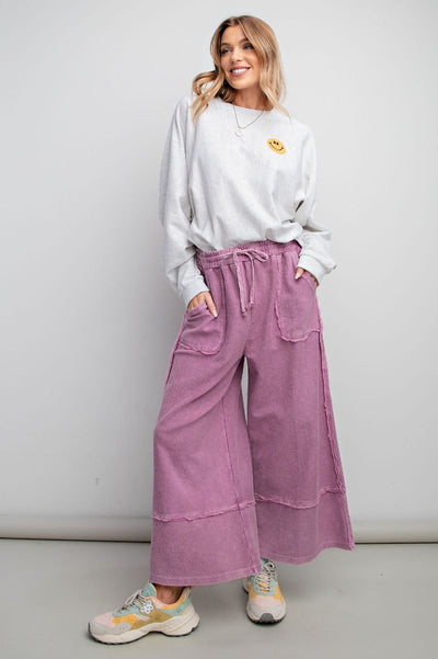 Let's Chill Comfy Wide Leg Pants in Wild Berry