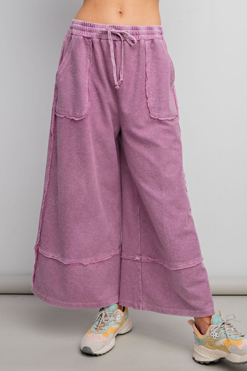 Let's Chill Comfy Wide Leg Pants in Wild Berry