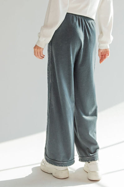 Let's Grab Starbs Mineral Washed French Terry Pants in Ash