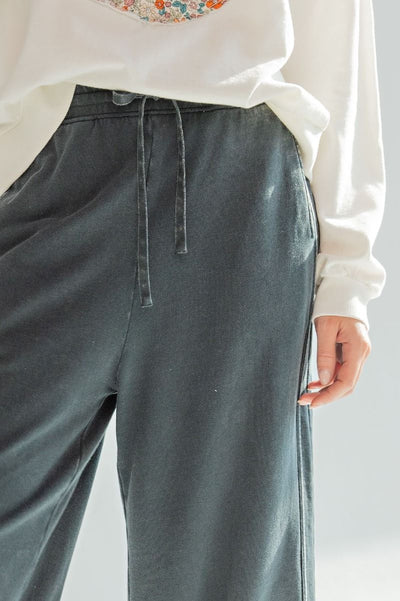 Let's Grab Starbs Mineral Washed French Terry Pants in Ash