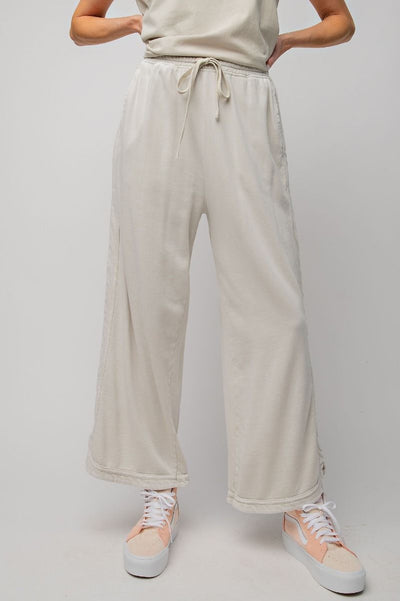 Let's Grab Starbs Mineral Washed French Terry Pants in Ecru