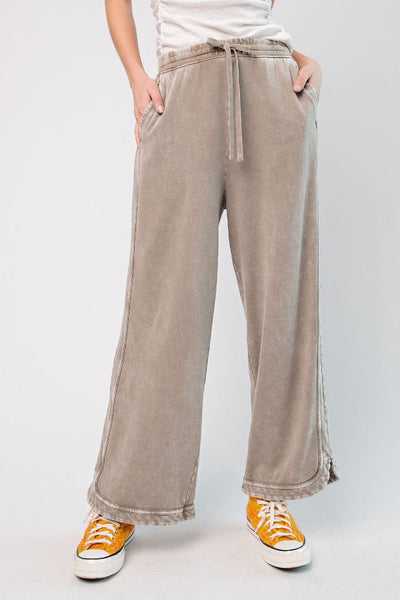 Let's Grab Starbs Mineral Washed French Terry Pants in Mocha