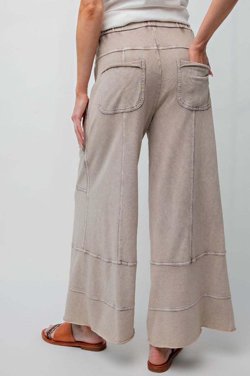 Lazy Days Mineral Washed Wide Leg Pants in Mushroom