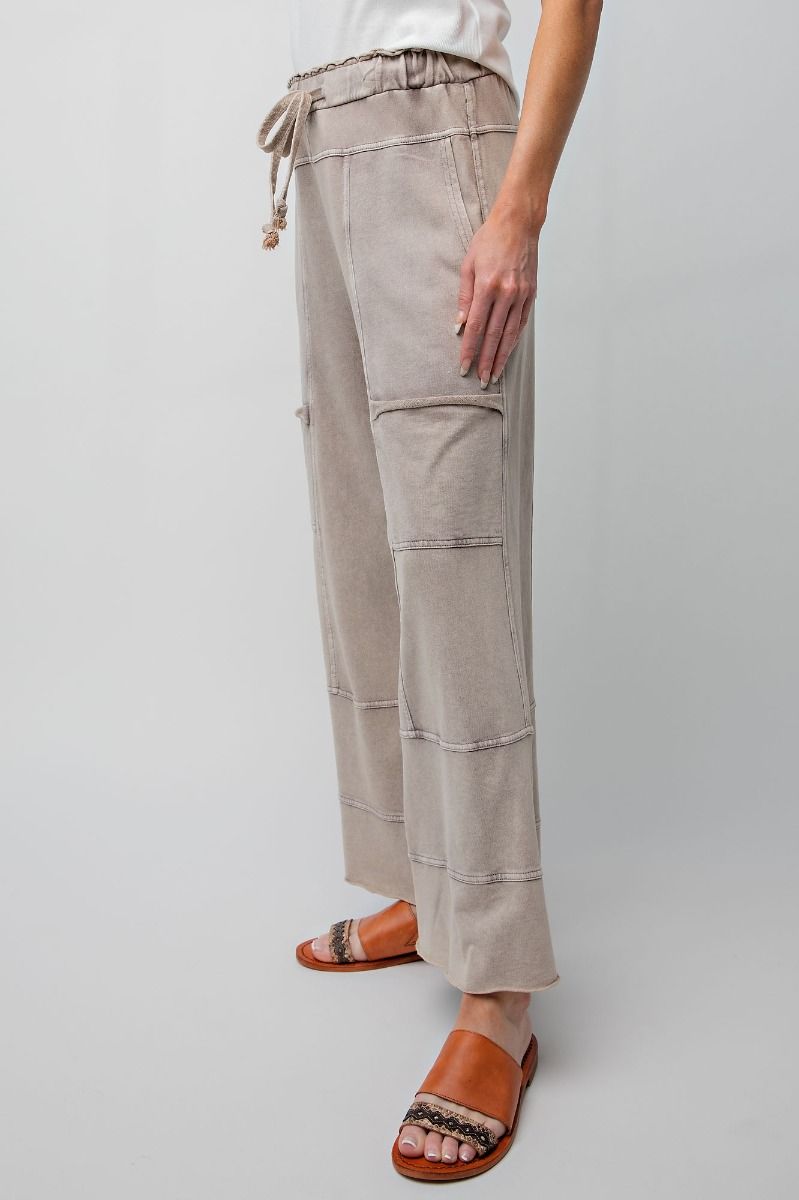 Lazy Days Mineral Washed Wide Leg Pants in Mushroom