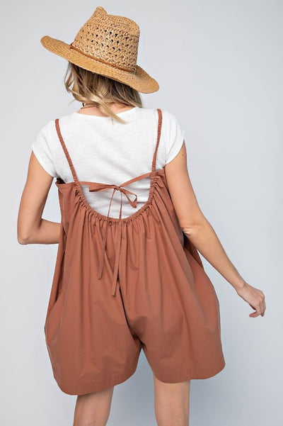 Poppy Love Wide Leg Romper in Coffee