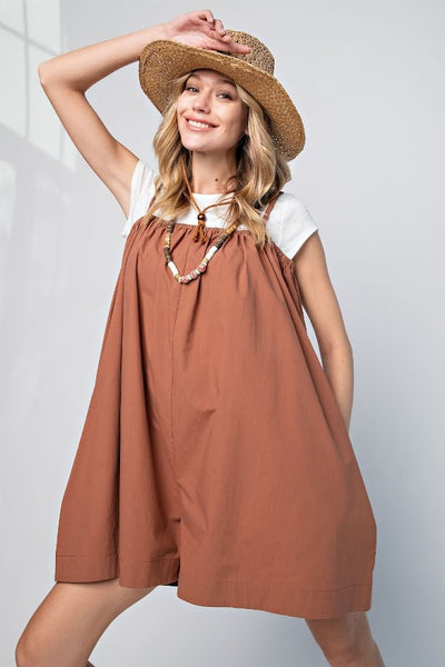 Poppy Love Wide Leg Romper in Coffee