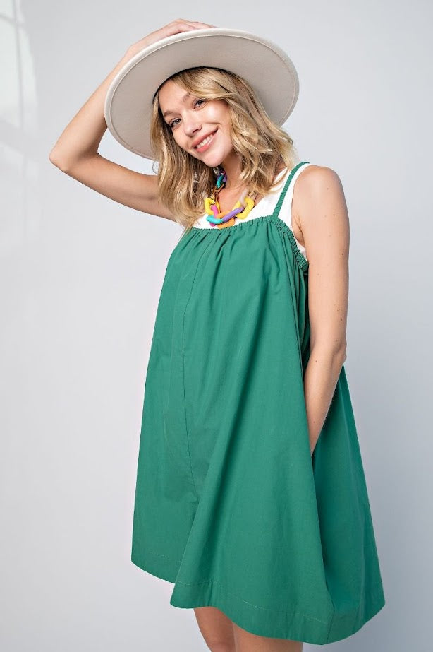 Poppy Love Wide Leg Romper in Pacific Green