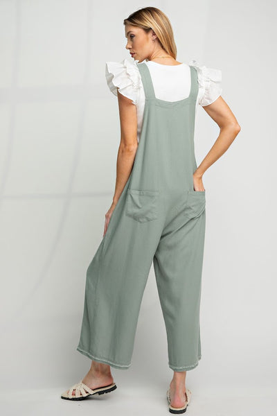 The Kate Linen Oversized Overalls in Sea Breeze