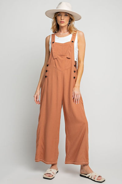 The Kate Linen Oversized Overalls in Cinnamon