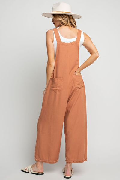 The Kate Linen Oversized Overalls in Cinnamon