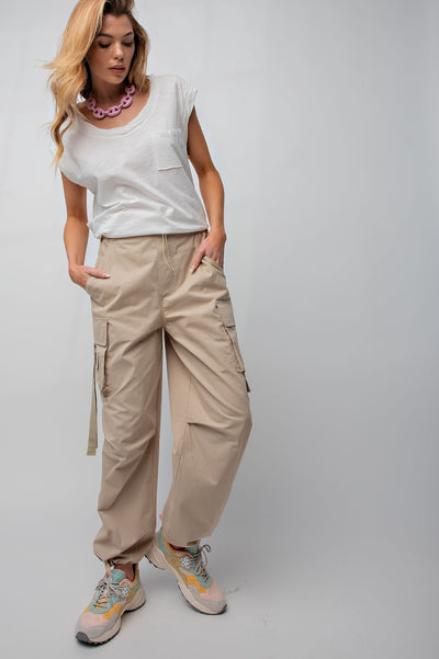 Slouchy 90's Toggle Cargo Pants in Khaki