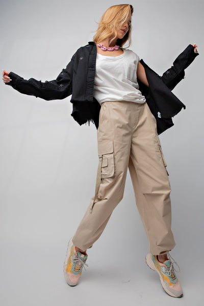 Slouchy 90's Toggle Cargo Pants in Khaki