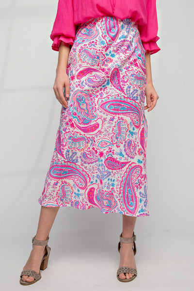 Feelin Paisley Midi Skirt in Barbie Pink