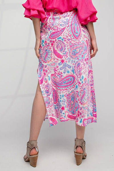 Feelin Paisley Midi Skirt in Barbie Pink