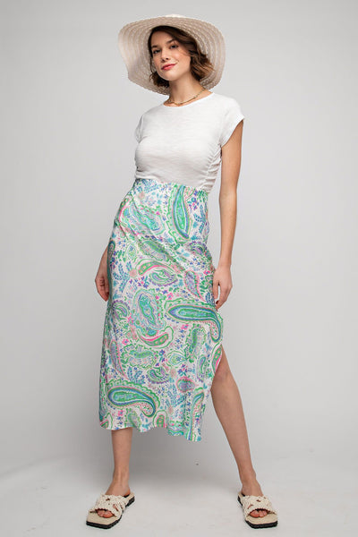 Feelin Paisley Midi Skirt in Evergreen