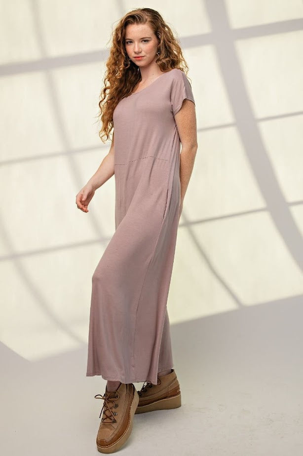 Kickstart My Heart Wide Leg Maxi Jumpsuit in Light Mocha