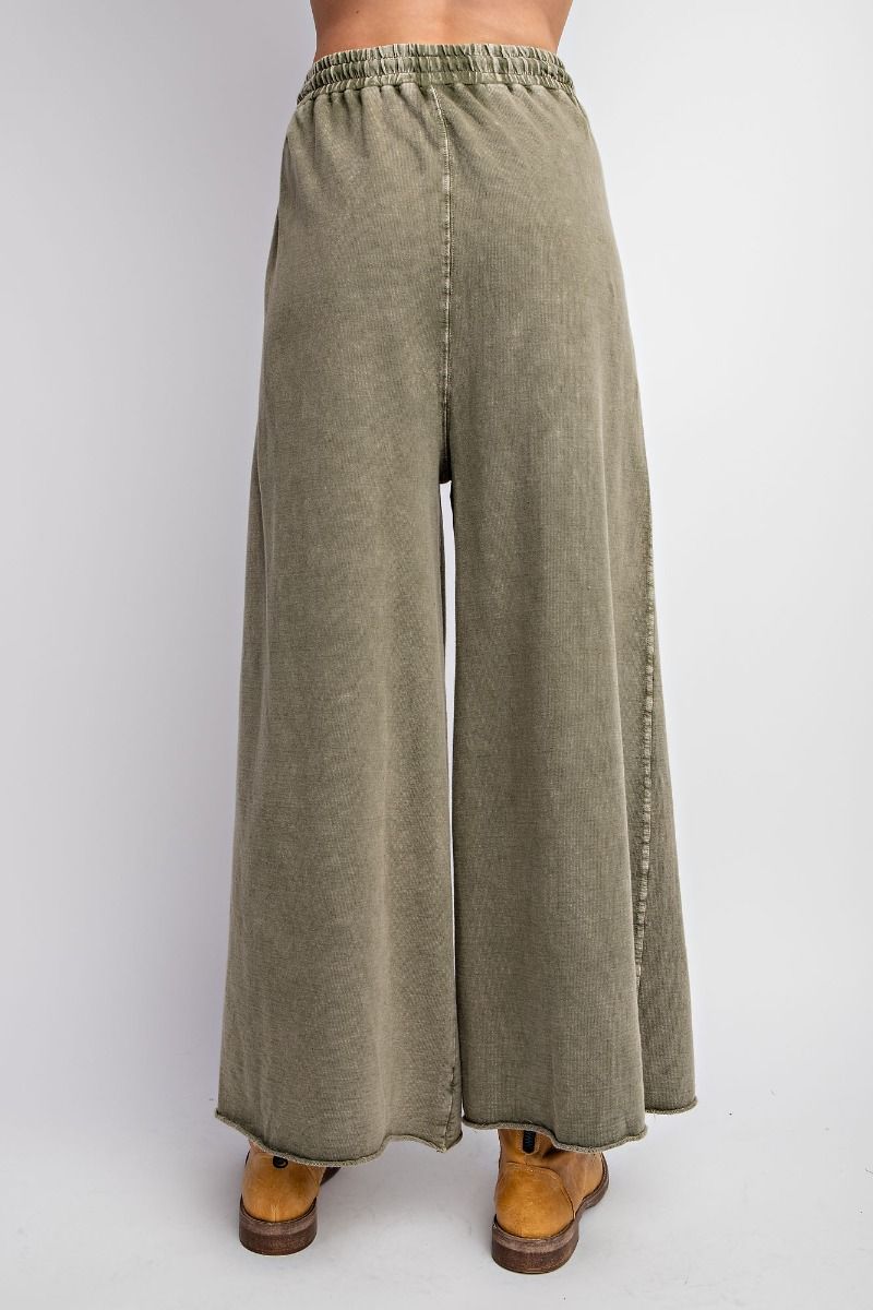 Easy Does It Mineral Washed Wide Leg Pants in Olive
