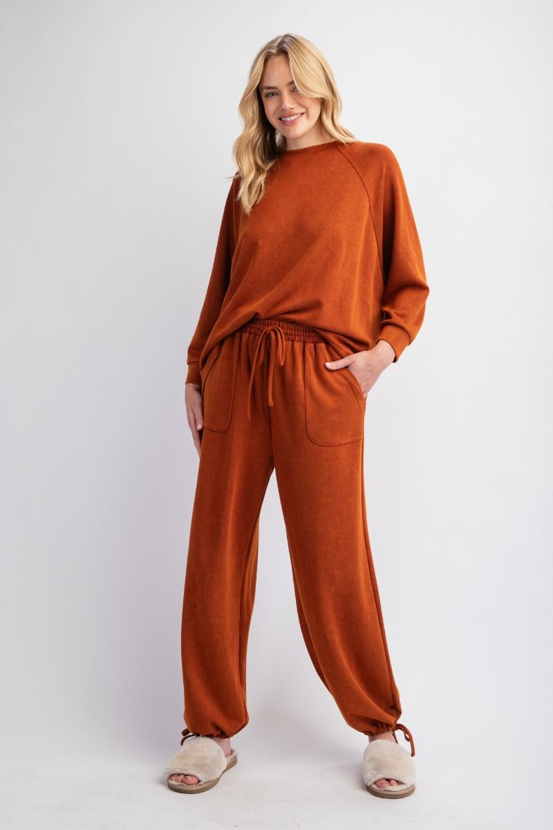 The Weekend Wonder Mineral Wash Lounge Pants in Wooden