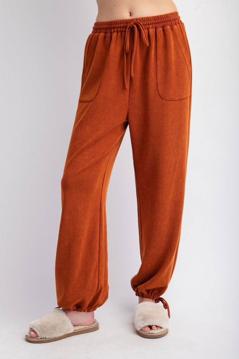 The Weekend Wonder Mineral Wash Lounge Pants in Wooden