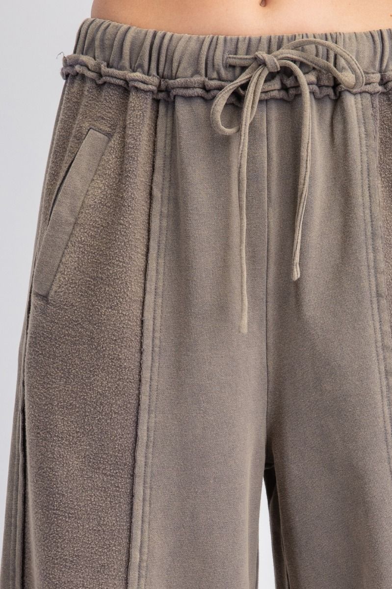 Kickin' It Mineral Washed Wide Leg Pants in Smoke