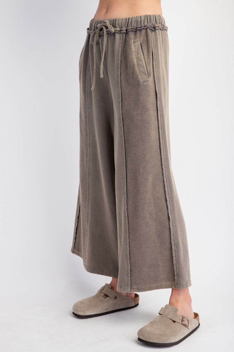 Kickin' It Mineral Washed Wide Leg Pants in Smoke