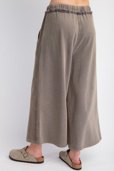 Kickin' It Mineral Washed Wide Leg Pants in Smoke