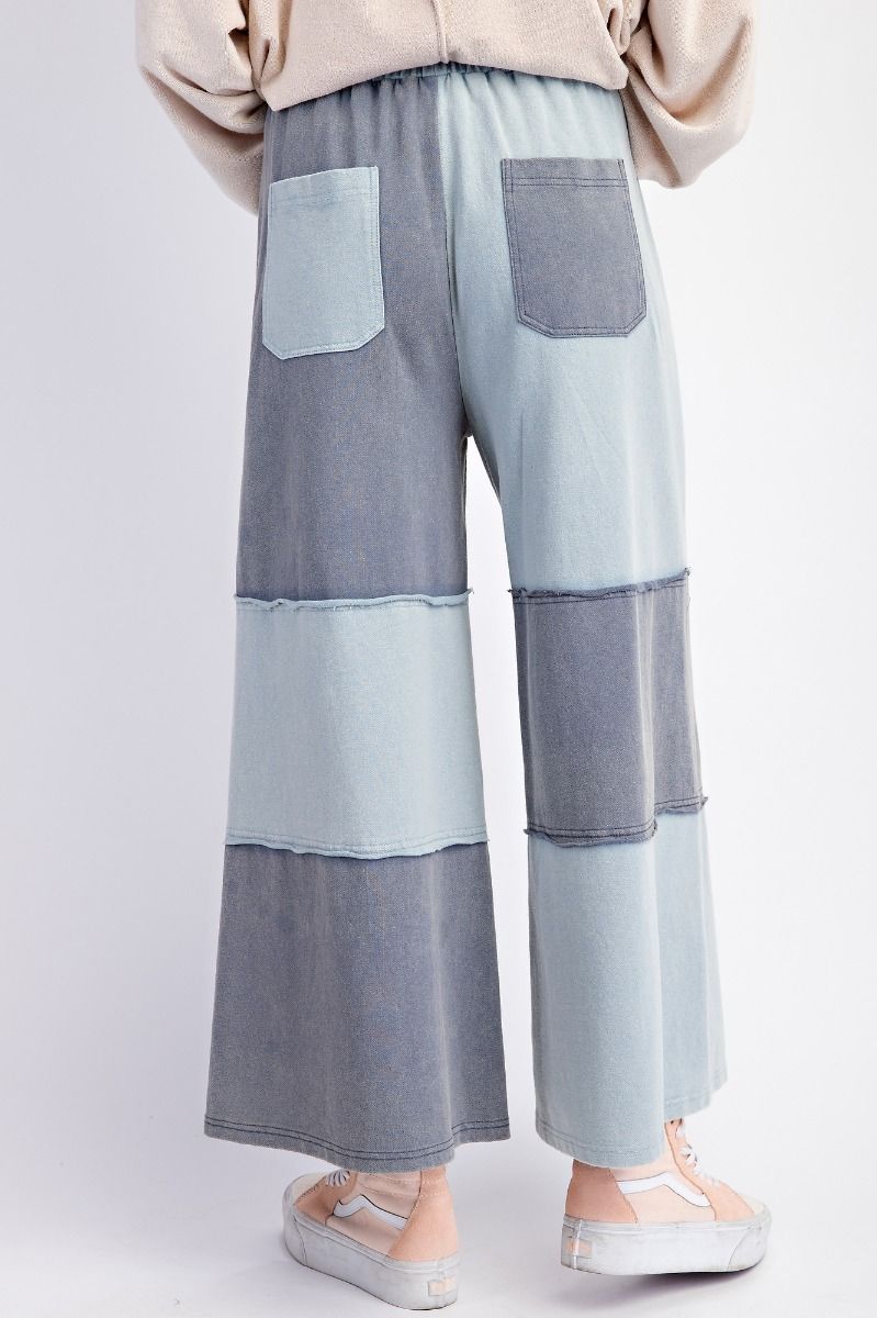 Made With Love Color Block Wide Leg Pants in Cloudy Blue