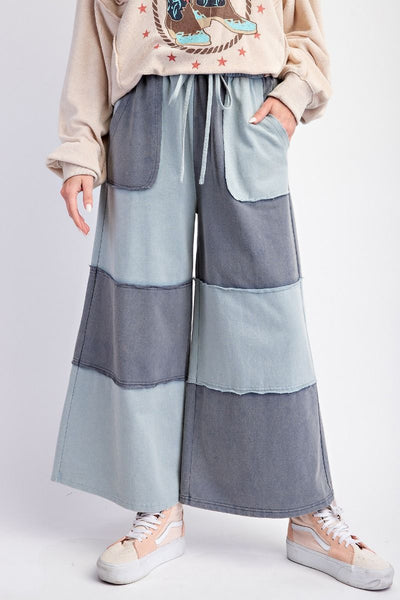 Made With Love Color Block Wide Leg Pants in Cloudy Blue