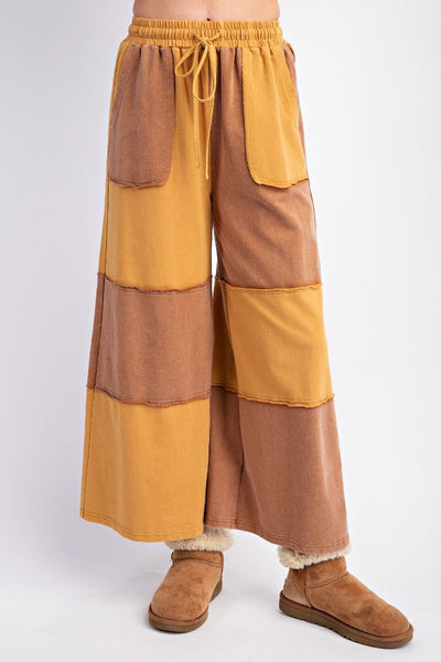 Made With Love Color Block Wide Leg Pants in Mocha Spice