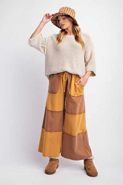 Made With Love Color Block Wide Leg Pants in Mocha Spice