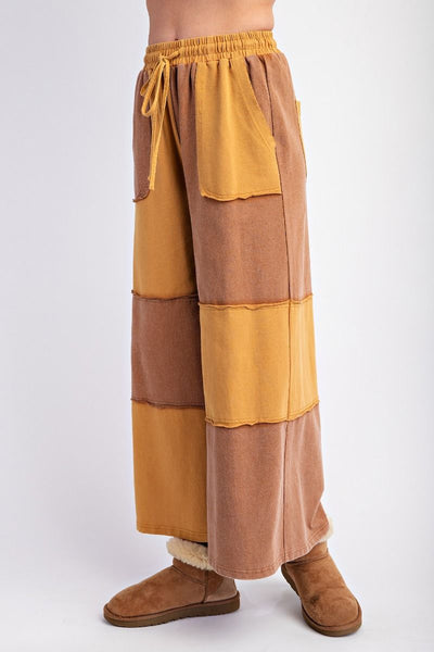 Made With Love Color Block Wide Leg Pants in Mocha Spice