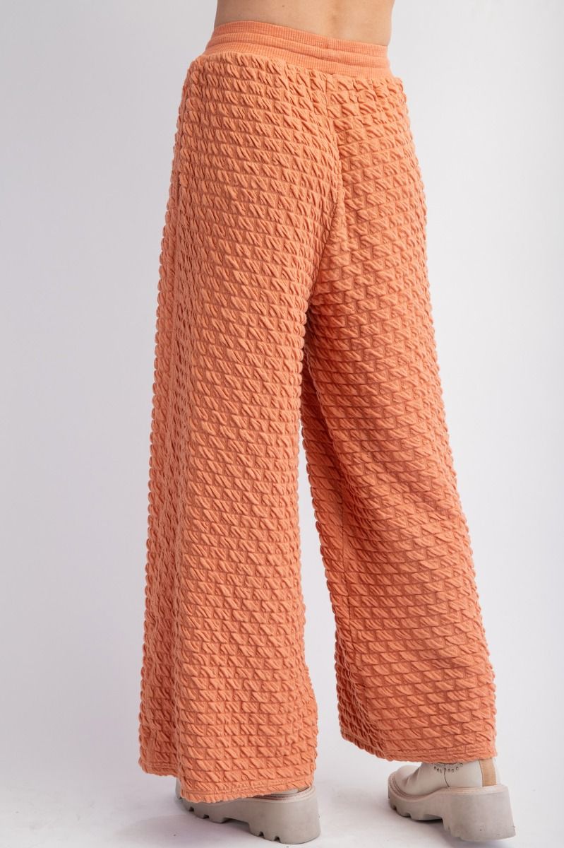 Cloud Nine Pillow Puff Textured Hacci Lounge Pants in Apricot