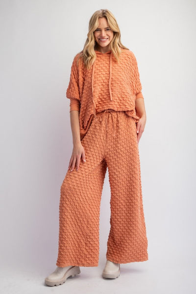 Cloud Nine Pillow Puff Textured Hacci Lounge Pants in Apricot