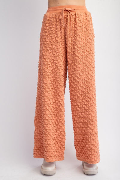 Cloud Nine Pillow Puff Textured Hacci Lounge Pants in Apricot