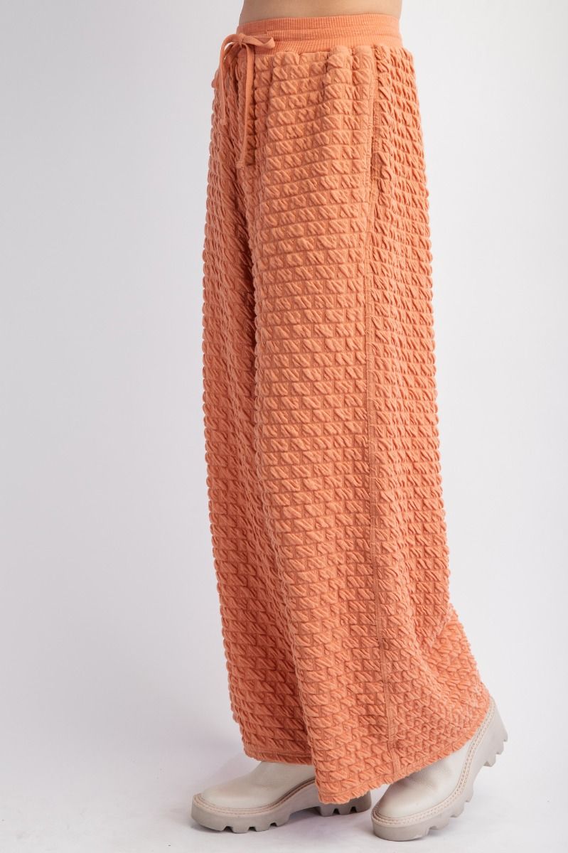 Cloud Nine Pillow Puff Textured Hacci Lounge Pants in Apricot