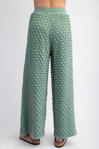 Cloud Nine Pillow Puff Textured Hacci Lounge Pants in Sage Green