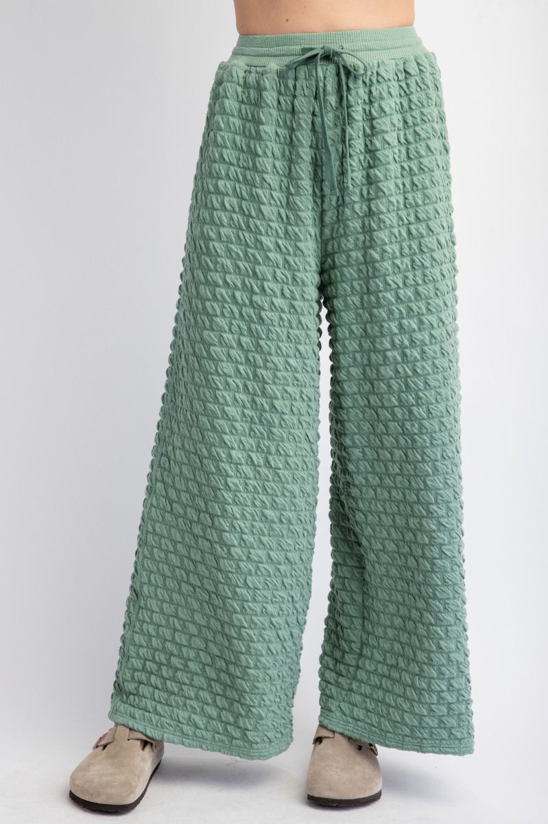 Cloud Nine Pillow Puff Textured Hacci Lounge Pants in Sage Green