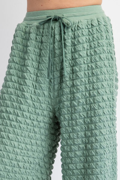 Cloud Nine Pillow Puff Textured Hacci Lounge Pants in Sage Green