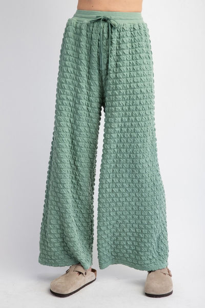 Cloud Nine Pillow Puff Textured Hacci Lounge Pants in Sage Green