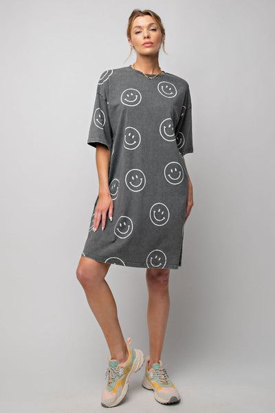 Here 4 a Good Time Smiley Oversized Dress in Black