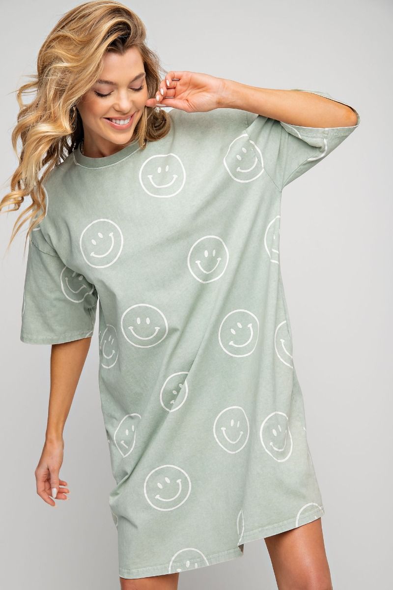 Happy Go Lucky Oversized Dress in Sage