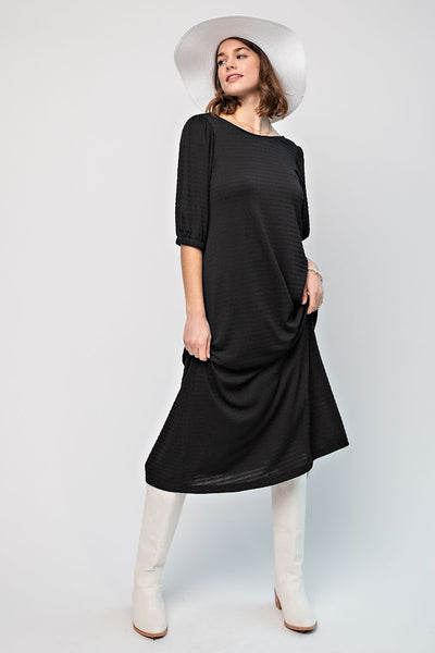 The Chloe Textured Midi Dress in Black