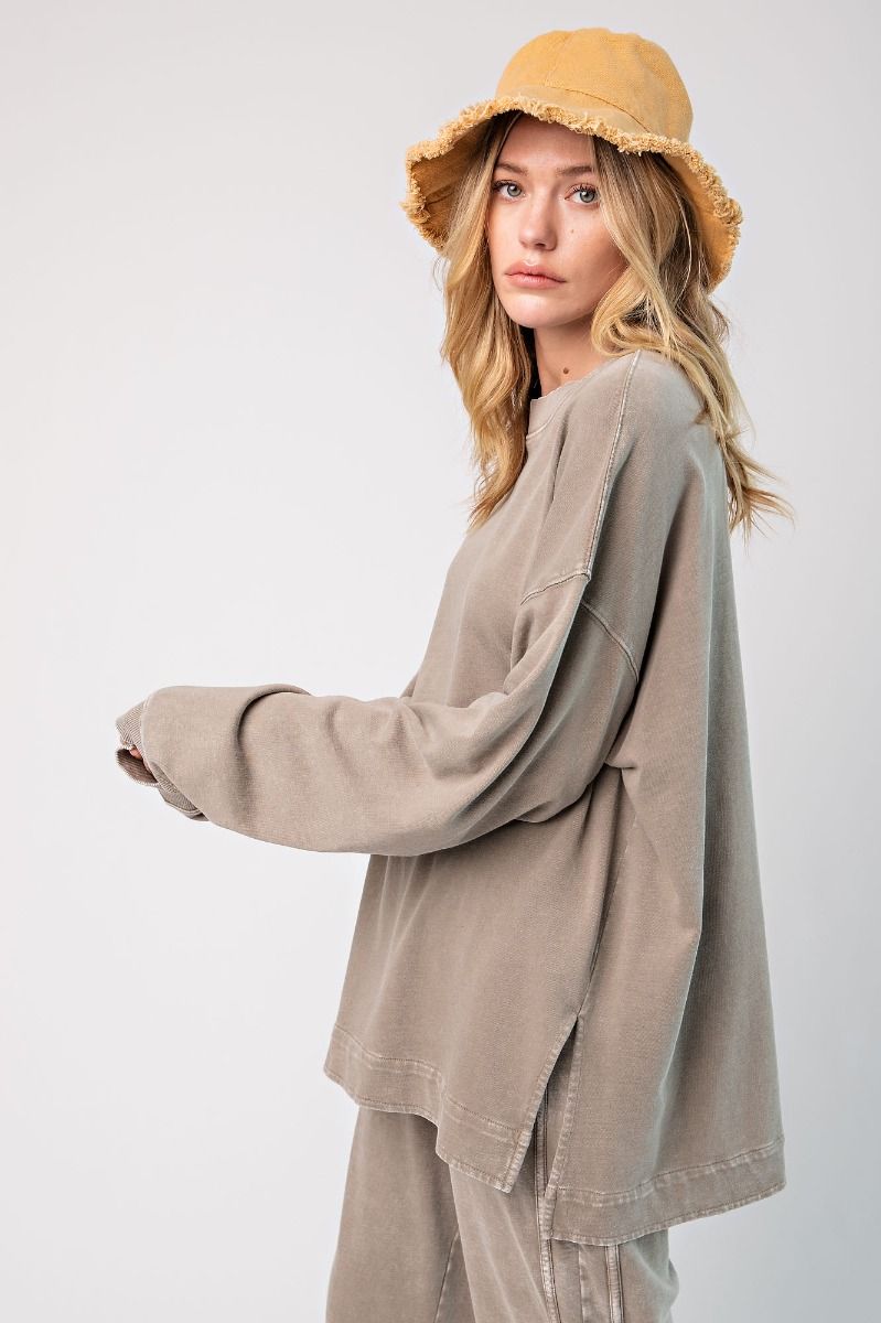 The Best Mineral Pullover Top Ever in Mocha