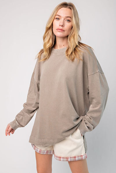 The Best Mineral Pullover Top Ever in Mocha