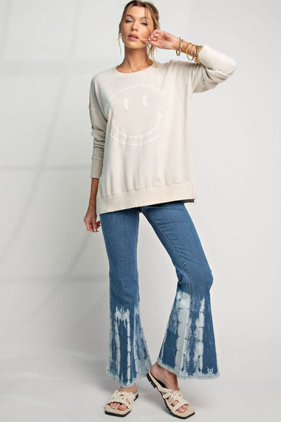 Don't Forget to Smile Mineral Wash Top in Khaki