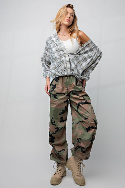 Hot Shot 90's Toggle Cargo Pants in Military Camo