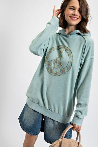 Peacemaker Washed Terry Knit Pullover Hoodie in Seafoam